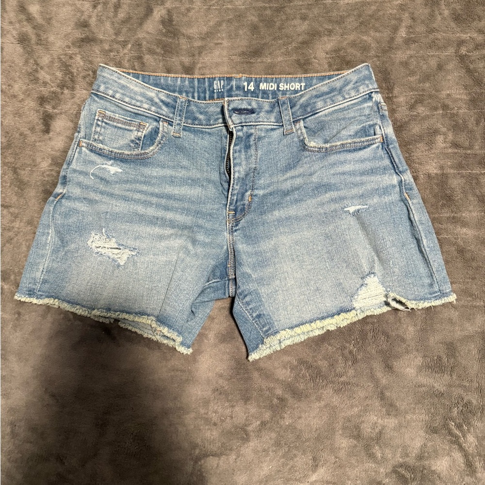 GAP Light Blue Distressed Denim Shorts